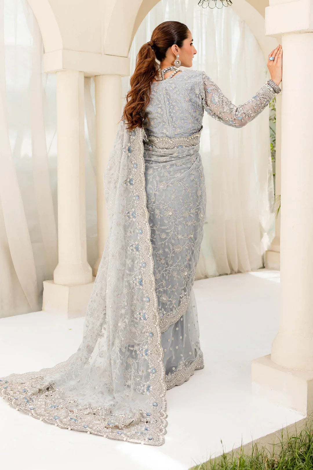 Maria B | Bridal Couture | Ice Blue MC-908 - Rang-e-Khaas