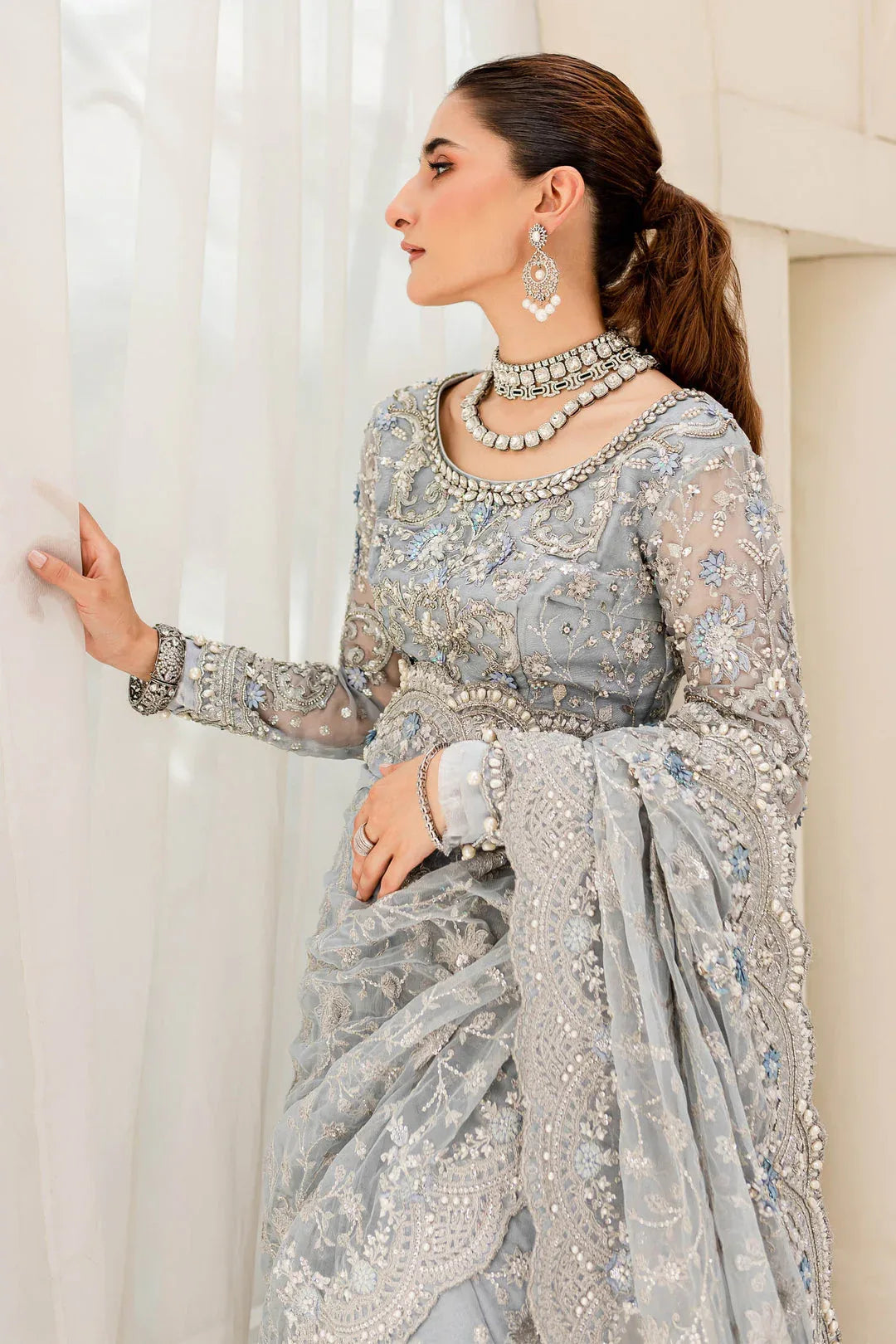 Maria B | Bridal Couture | Ice Blue MC-908 - Rang-e-Khaas