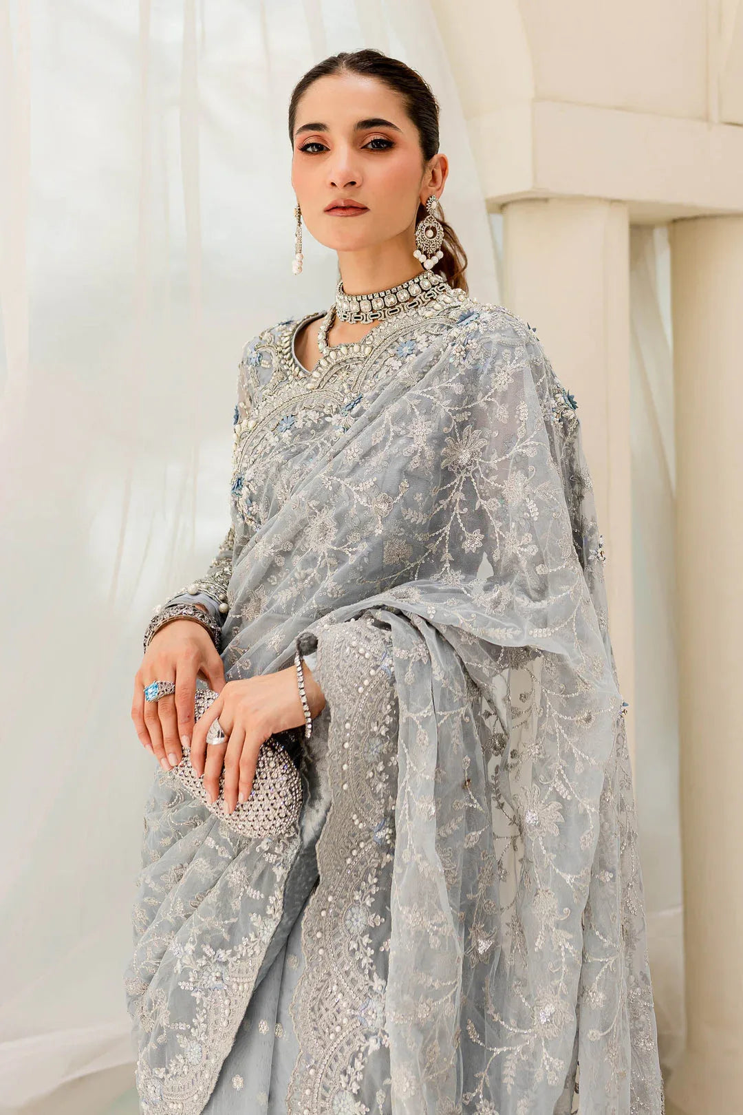 Maria B | Bridal Couture | Ice Blue MC-908 - Rang-e-Khaas