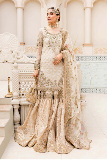 Maria B | Bridal Couture | Ivory Gold MC-906 - Rang-e-Khaas