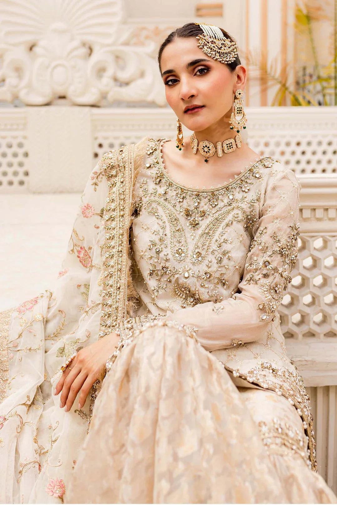Maria B | Bridal Couture | Ivory Gold MC-906 - Rang-e-Khaas
