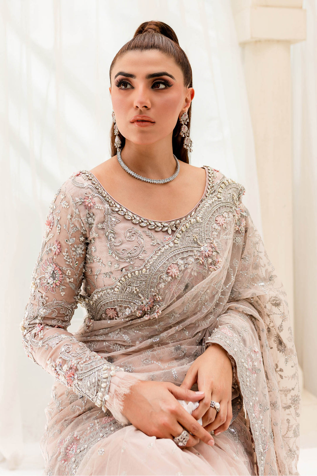 Maria B | Bridal Couture | Pale Pink MC-909 - Rang-e-Khaas