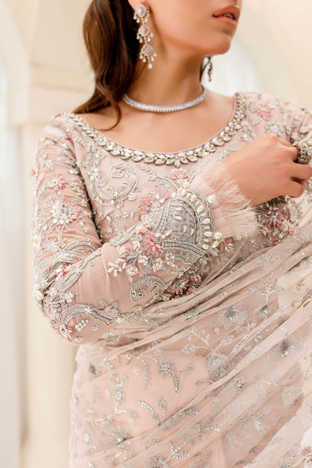 Maria B | Bridal Couture | Pale Pink MC-909 - Rang-e-Khaas