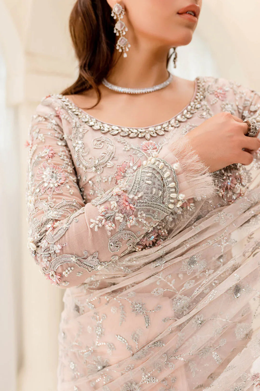 Maria B | Bridal Couture | Pale Pink MC-909 - Rang-e-Khaas