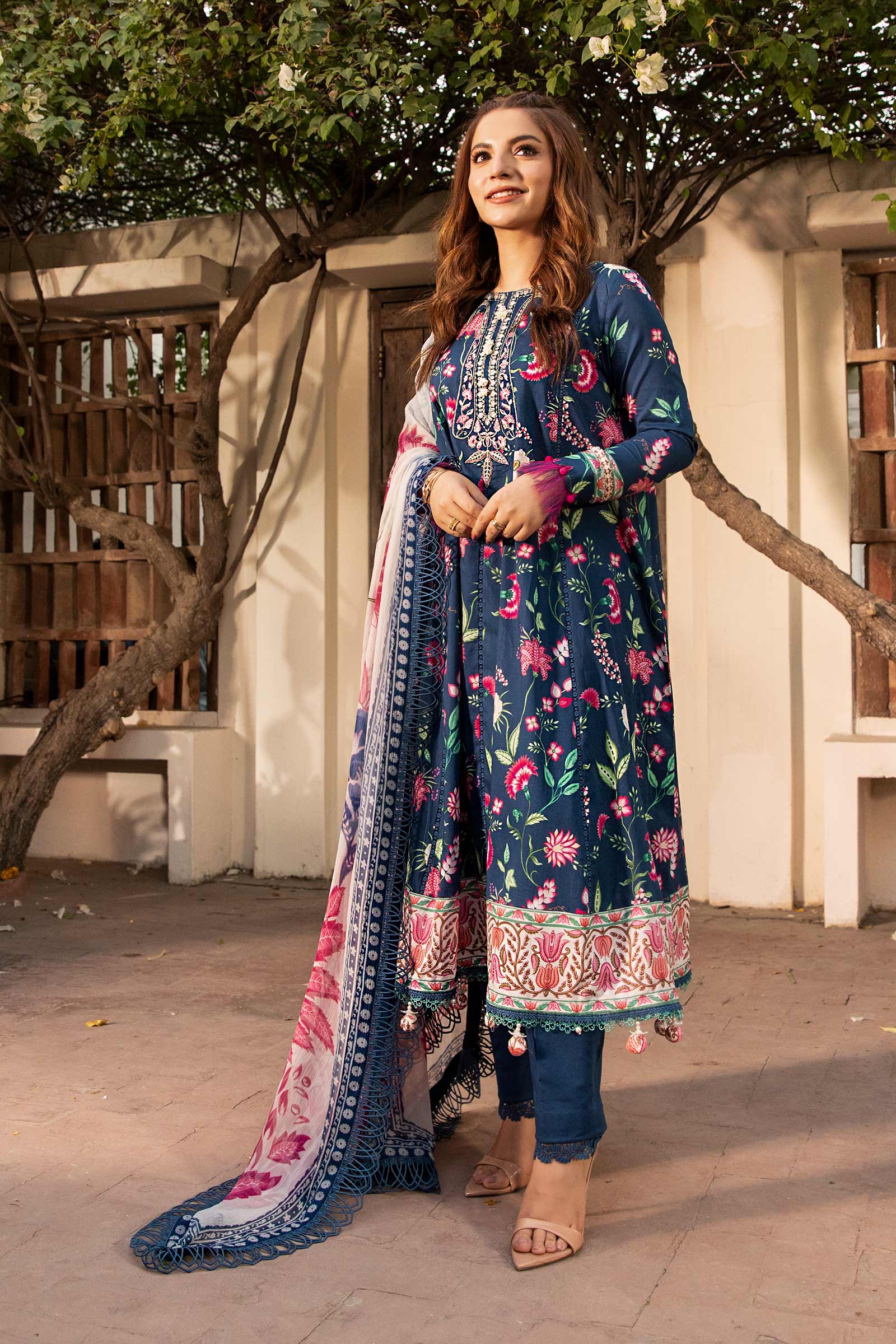 Maria B | Eid Basic Lawn | MB-CUS25-901B - Rang-e-Khaas