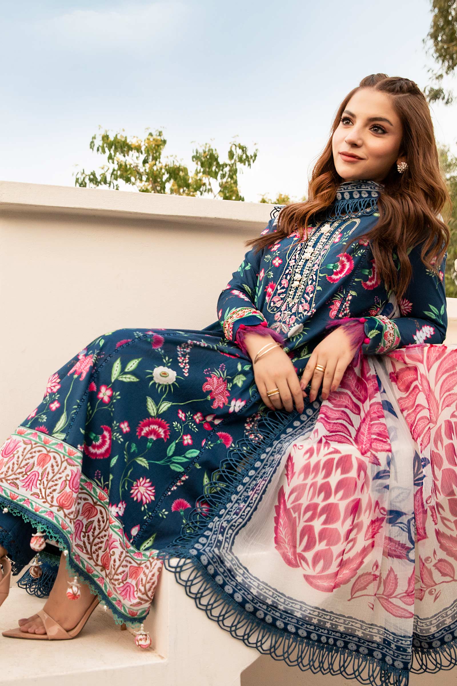 Maria B | Eid Basic Lawn | MB-CUS25-901B - Rang-e-Khaas