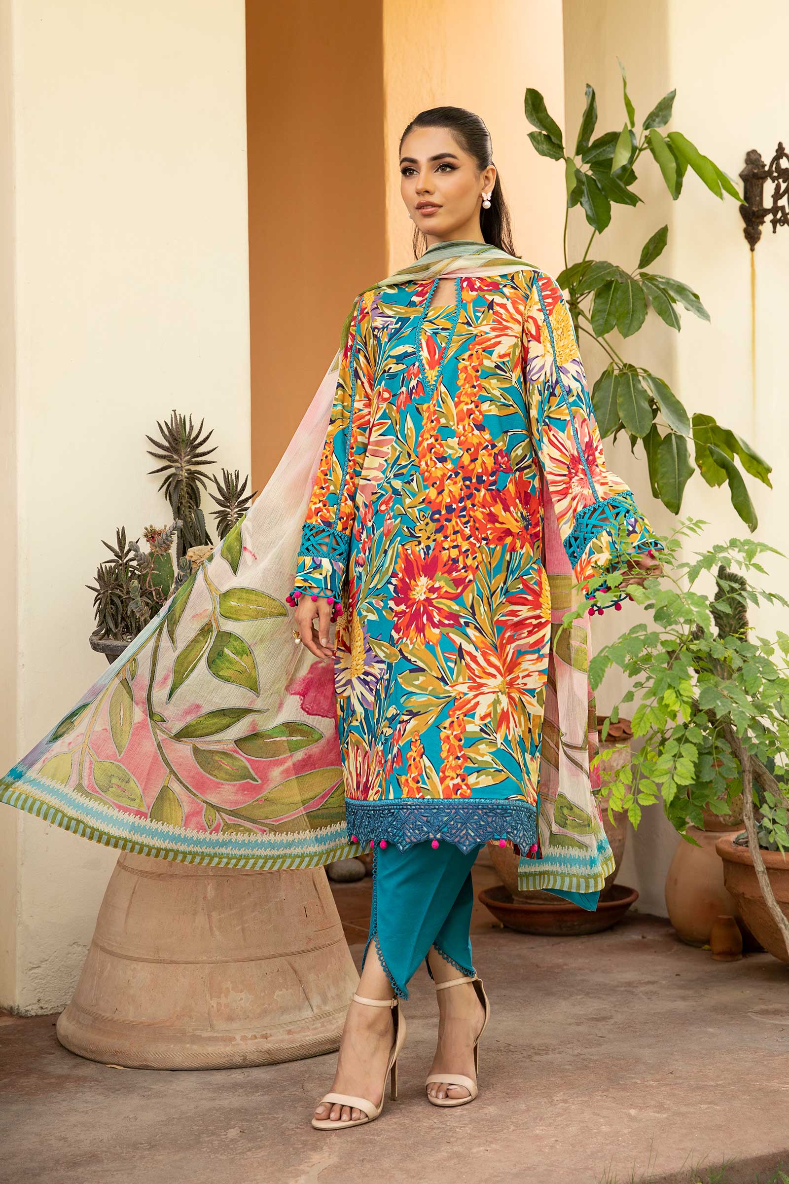 Maria B | Eid Basic Lawn | MB-CUS25-903A - Rang-e-Khaas