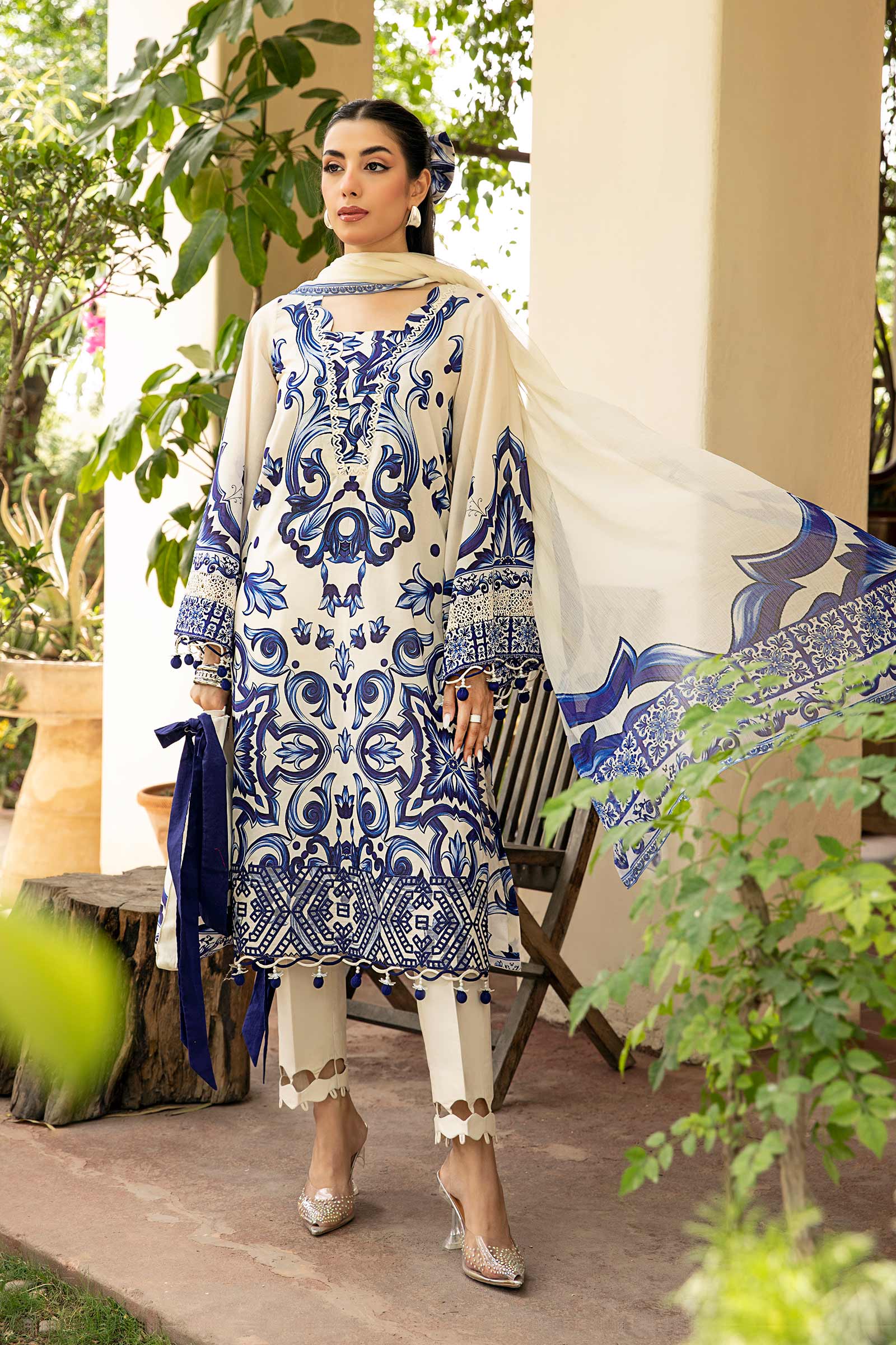 Maria B | Eid Basic Lawn | MB-CUS25-904A - Rang-e-Khaas