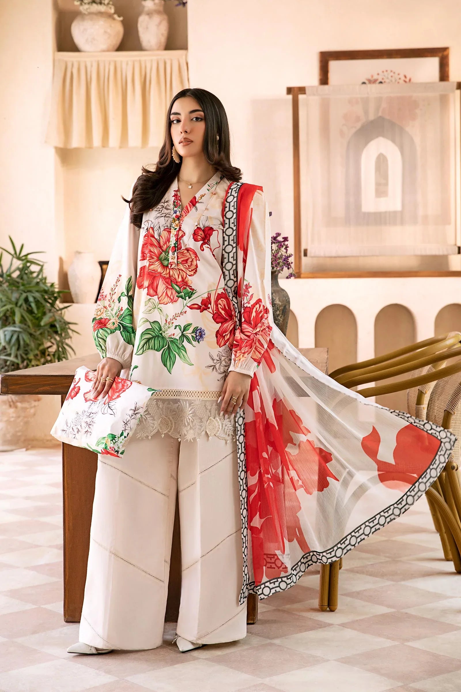 Maria B | Eid Basic Lawn | MB-CUS25-907B - Rang-e-Khaas
