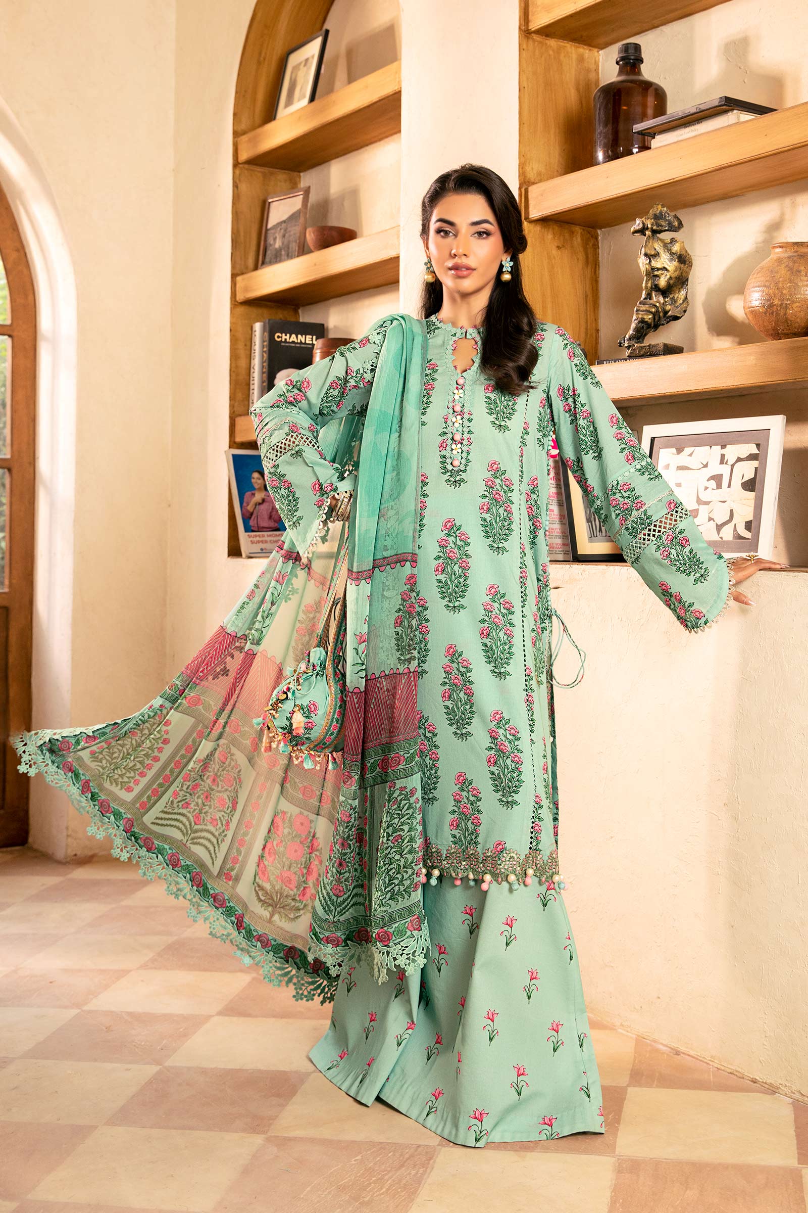Maria B | Eid Basic Lawn | MB-CUS25-908B - Rang-e-Khaas