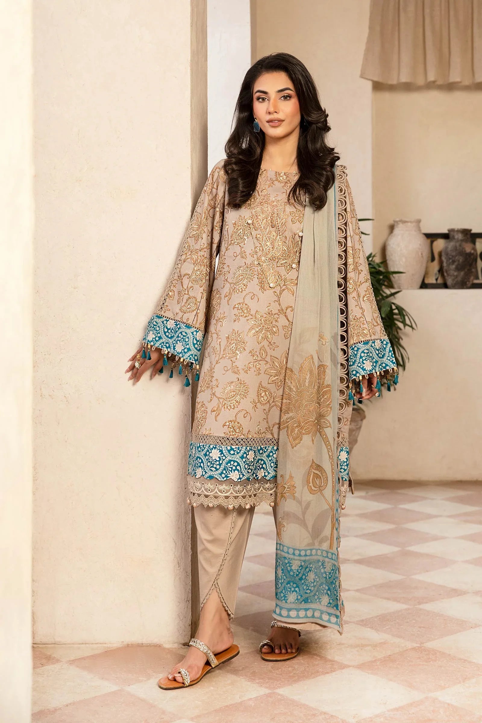 Maria B | Eid Basic Lawn | MB-CUS25-909B - Rang-e-Khaas