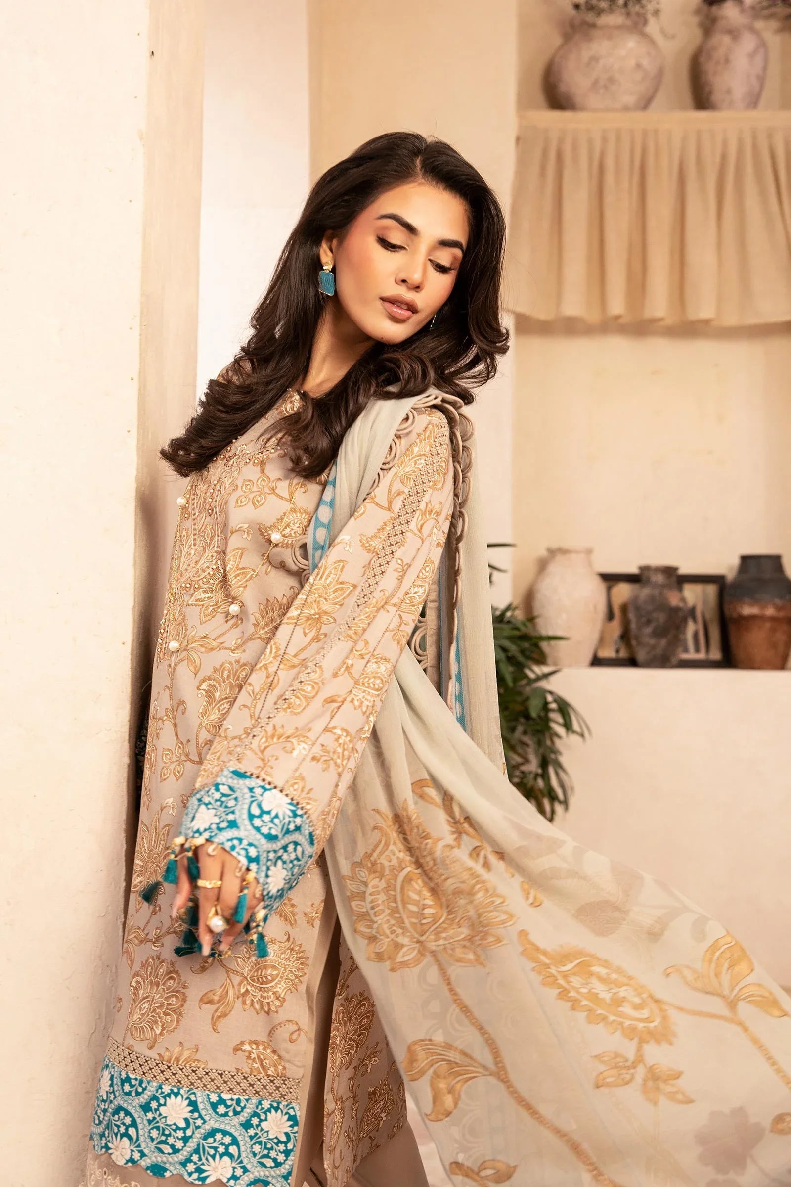 Maria B | Eid Basic Lawn | MB-CUS25-909B - Rang-e-Khaas