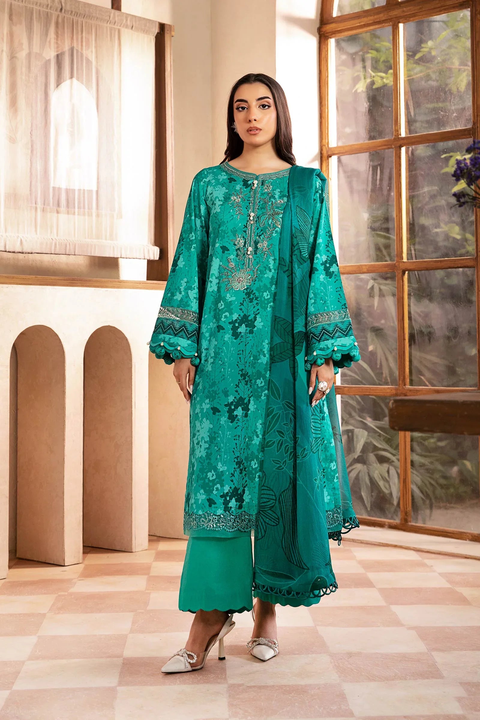 Maria B | Eid Basic Lawn | MB-CUS25-910A - Rang-e-Khaas