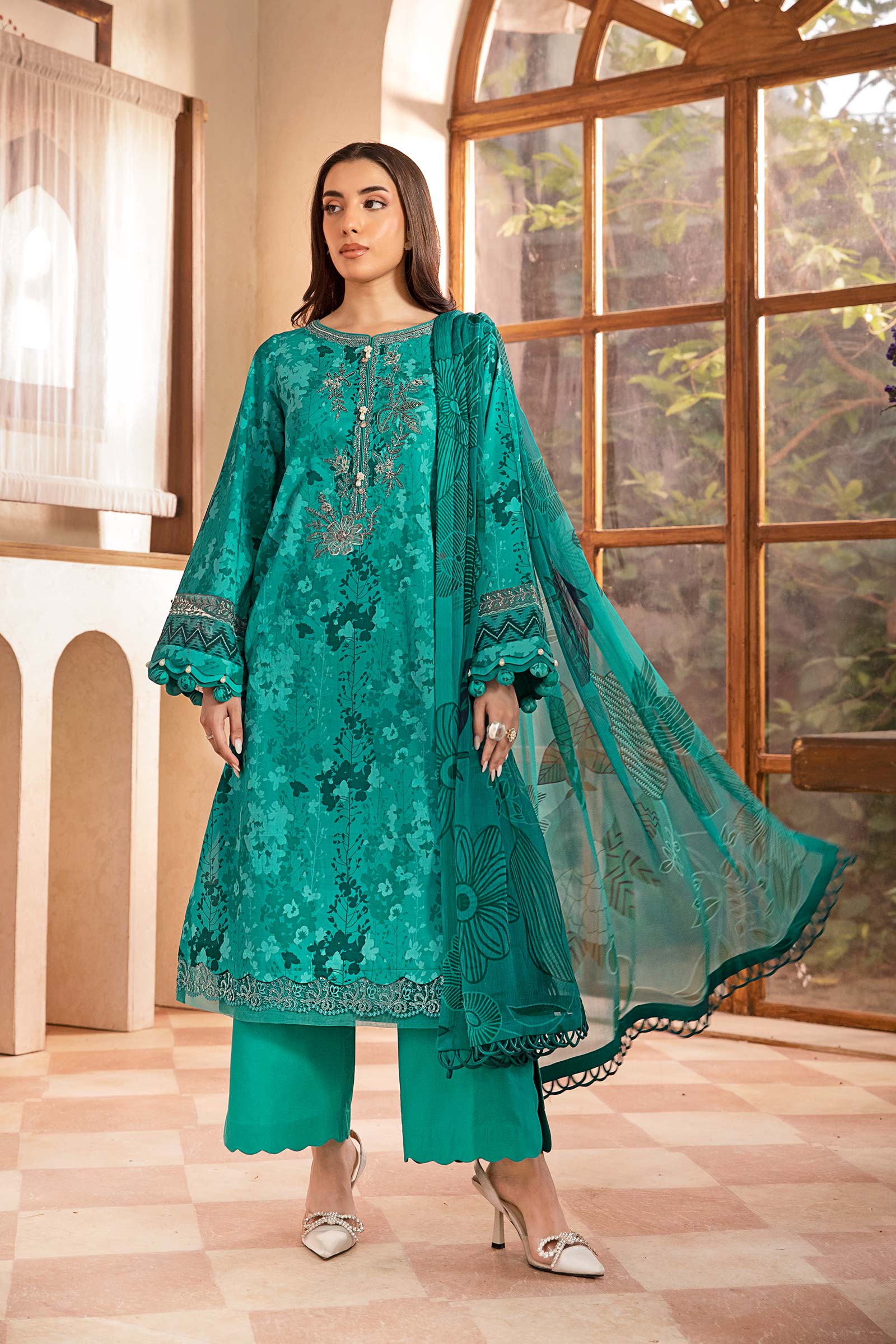 Maria B | Eid Basic Lawn | MB-CUS25-910A - Rang-e-Khaas
