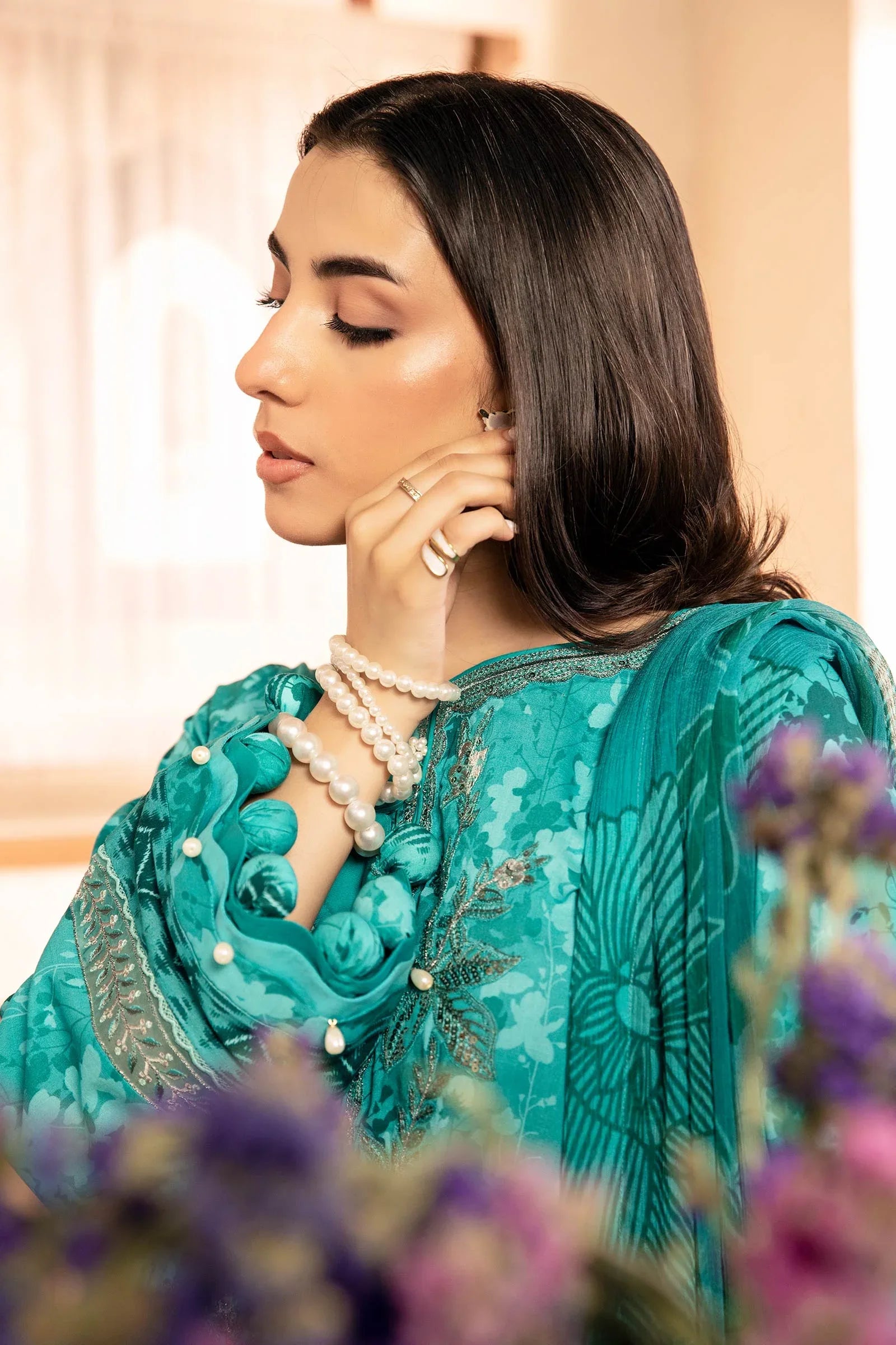 Maria B | Eid Basic Lawn | MB-CUS25-910A - Rang-e-Khaas