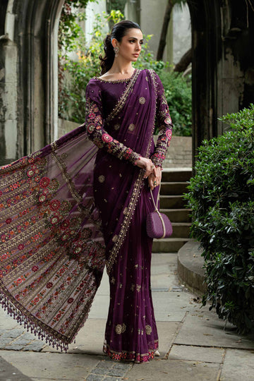 Maria B Embroidered Chiffon Saree - Rang-e-Khaas