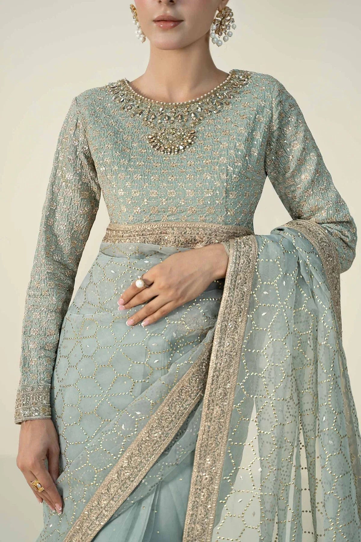 Maria B | Formal Wears | Raw Silk Saree | SF-W24-15 - Rang-e-Khaas