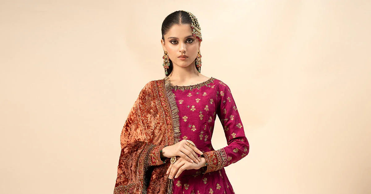 Maria B | Formal Wears | Raw Silk Suit | SF-W24-26-C - Rang-e-Khaas