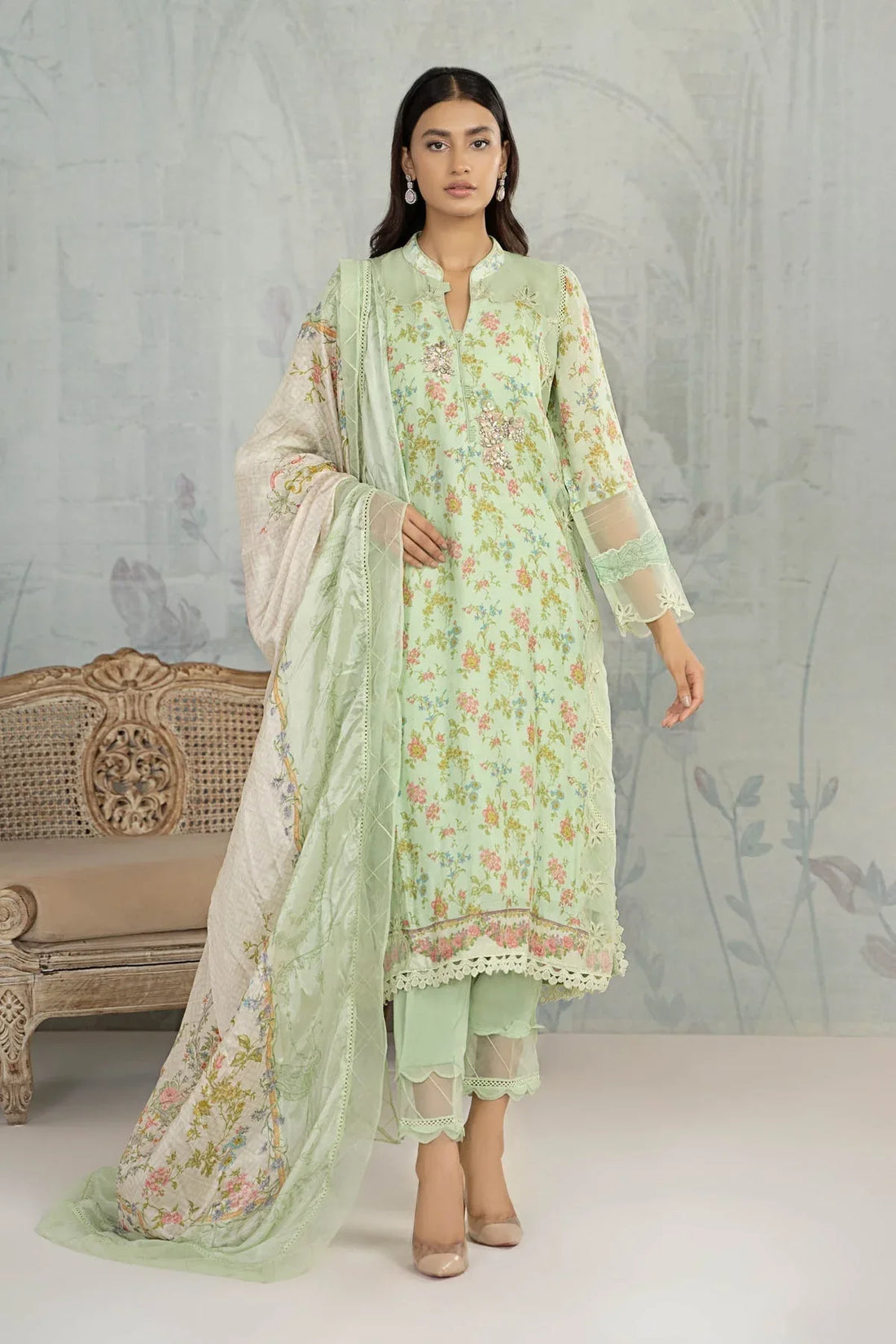 Maria B | Formal Wears | Suit Green SN-PF23-02 - Rang-e-Khaas