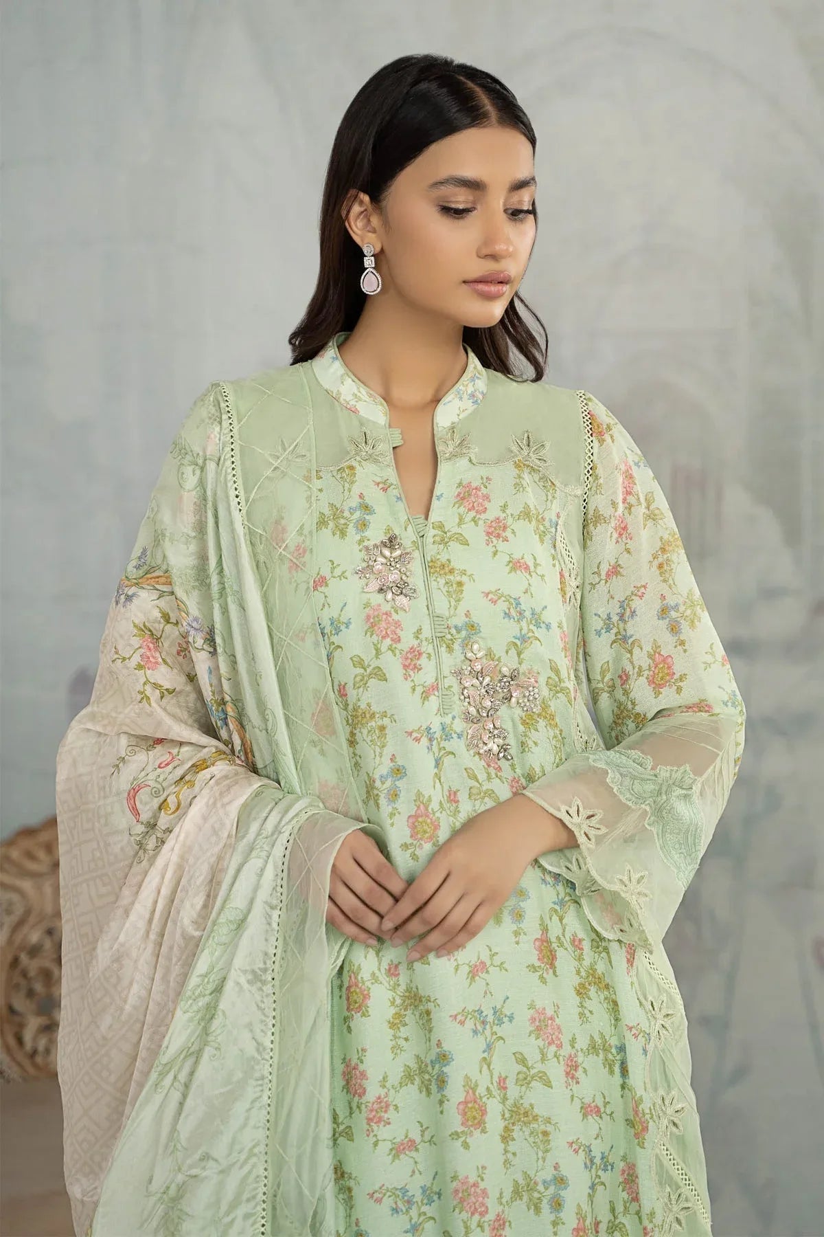 Maria B | Formal Wears | Suit Green SN-PF23-02 - Rang-e-Khaas