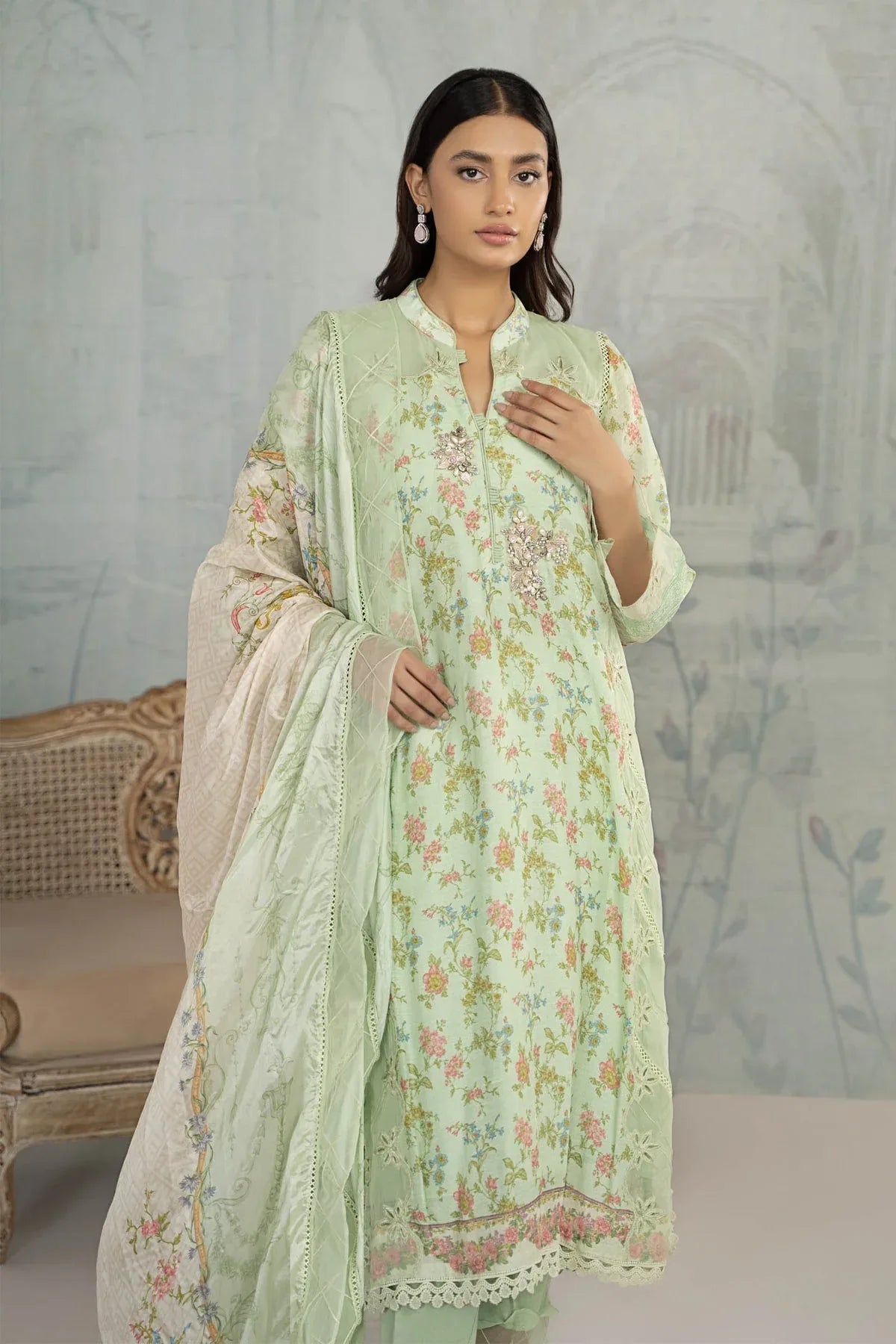 Maria B | Formal Wears | Suit Green SN-PF23-02 - Rang-e-Khaas