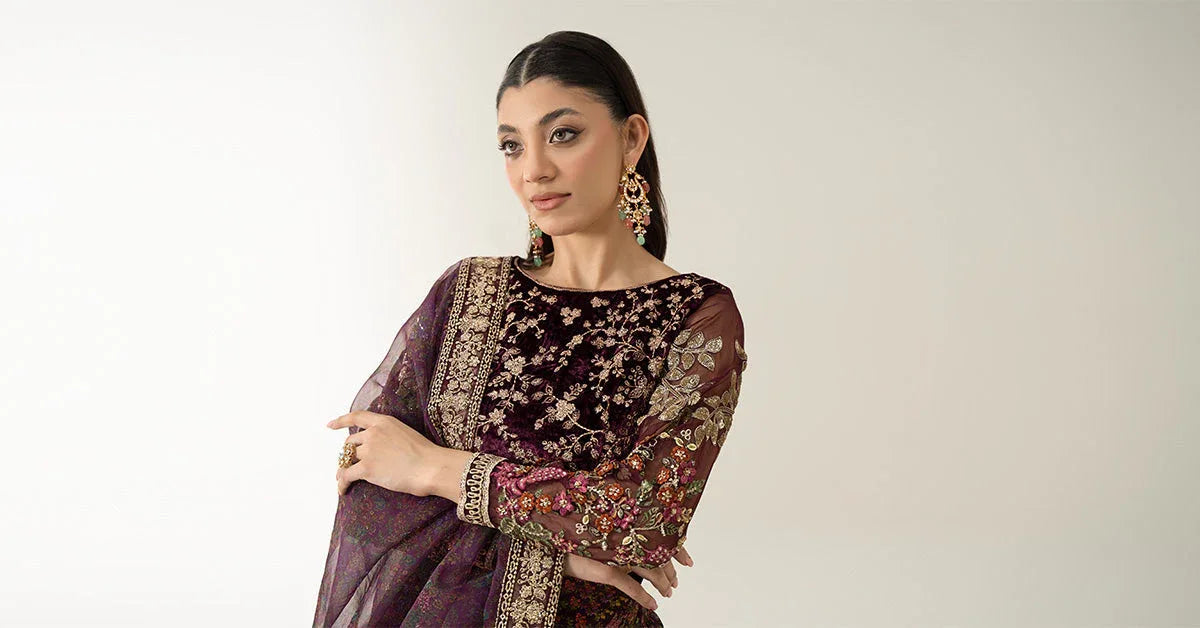 Maria B | Formal Wears | Velvet Suit | SF-W24-50 - Rang-e-Khaas