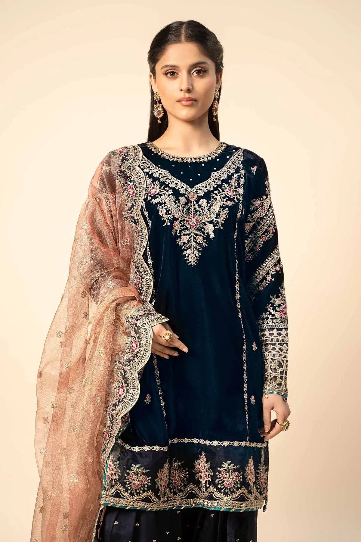 Maria B | Formal Wears | Velvet Suit | SF-W24-80 - Rang-e-Khaas