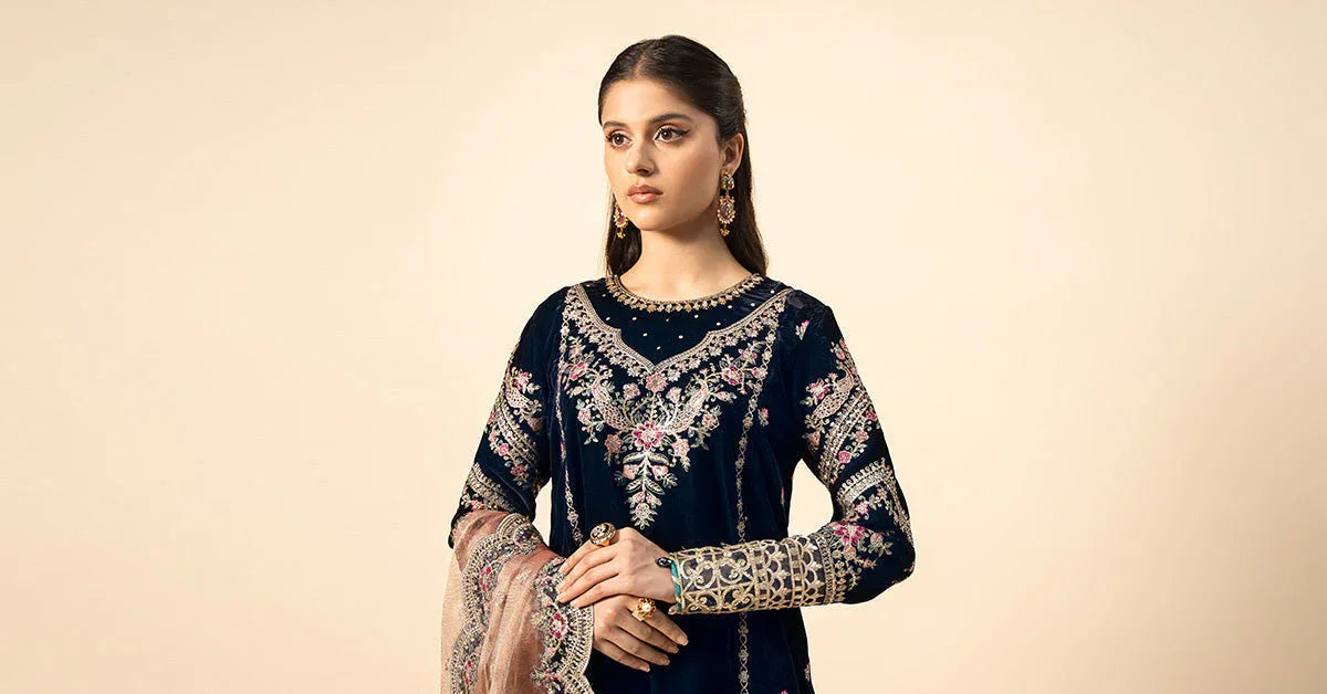 Maria B | Formal Wears | Velvet Suit | SF-W24-80 - Rang-e-Khaas
