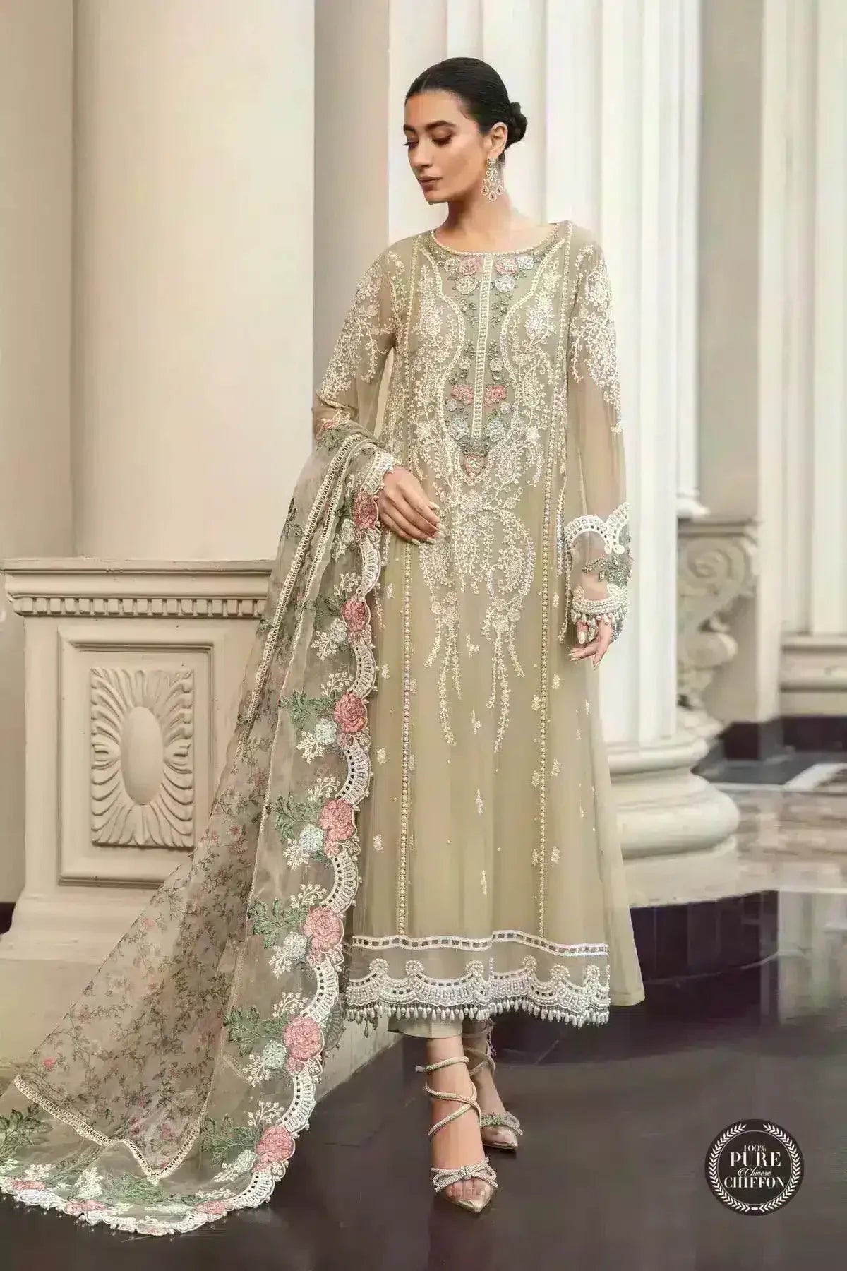 Maria B | Luxury Chiffon Collection | Coffee - Rang-e-Khaas