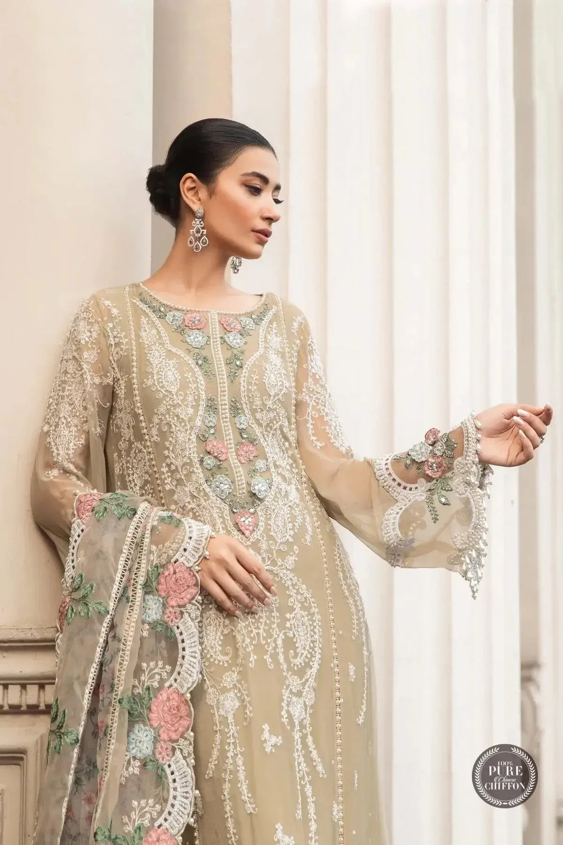 Maria B | Luxury Chiffon Collection | Coffee - Rang-e-Khaas
