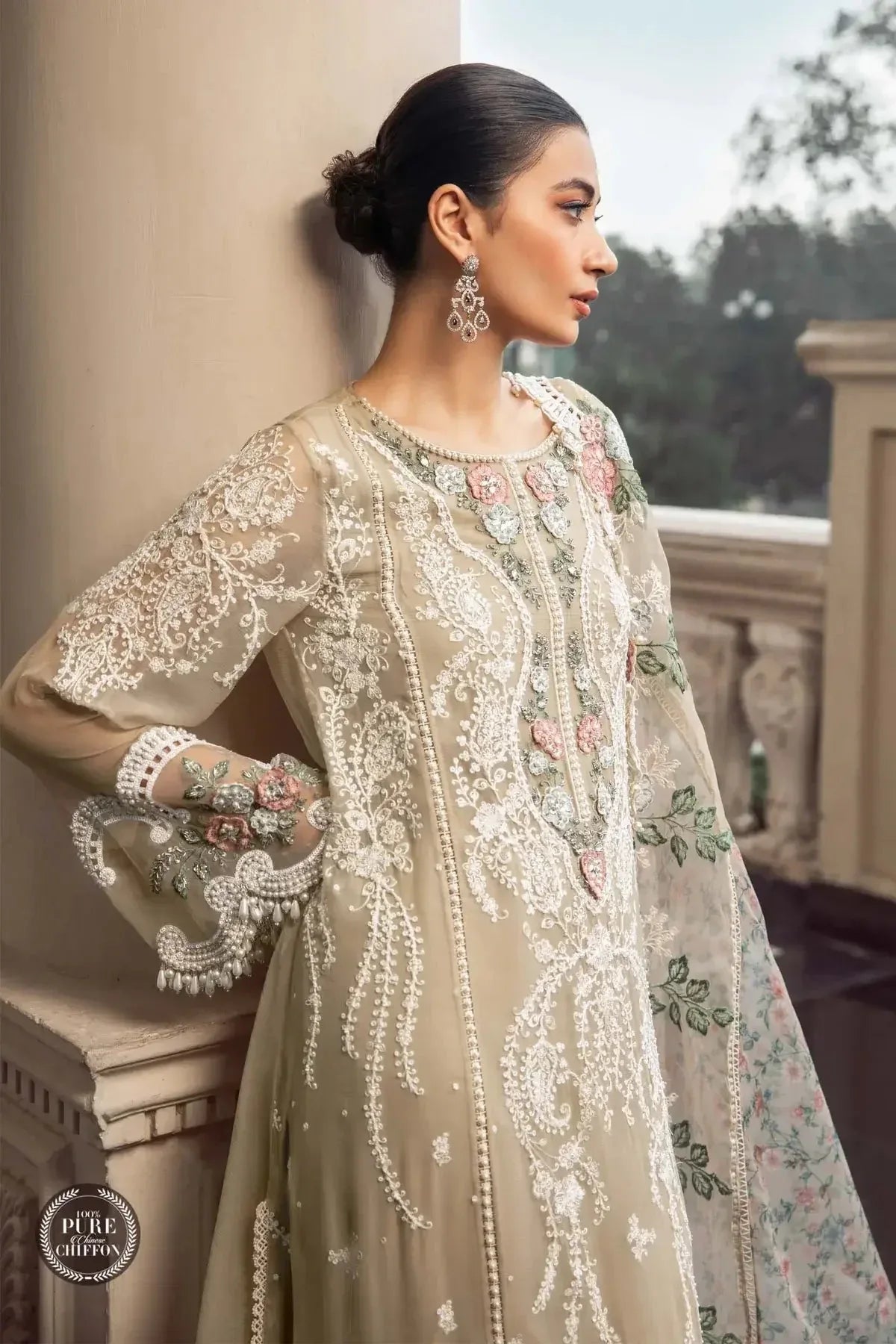 Maria B | Luxury Chiffon Collection | Coffee - Rang-e-Khaas