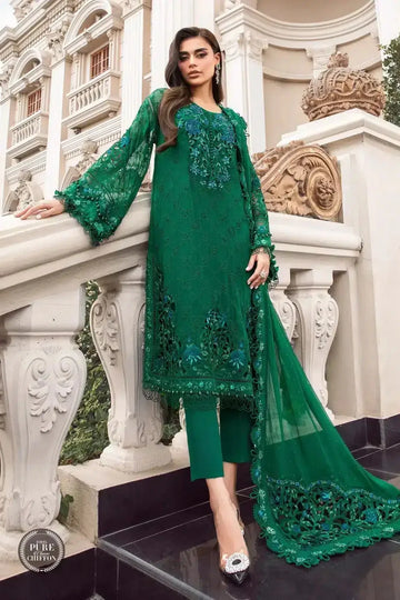 Maria B | Luxury Chiffon Collection | Emerald Green - Rang-e-Khaas