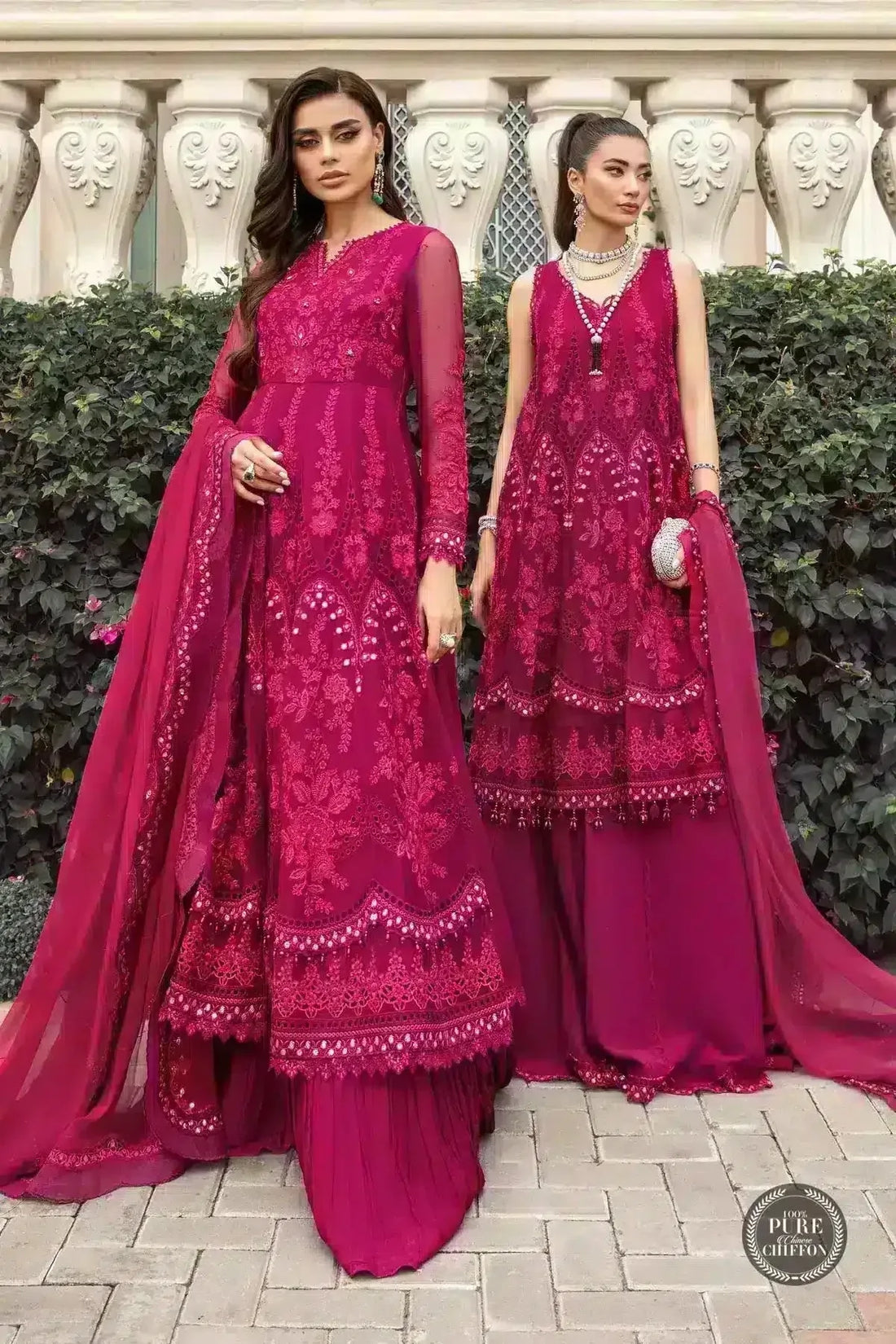 Maria B | Luxury Chiffon Collection | Magenta Pink - Rang-e-Khaas