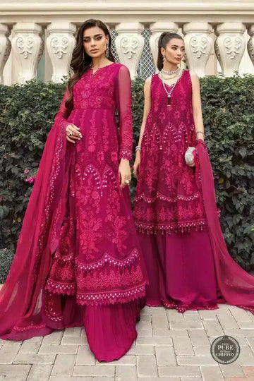 Maria B | Luxury Chiffon Collection | Magenta Pink - Rang-e-Khaas
