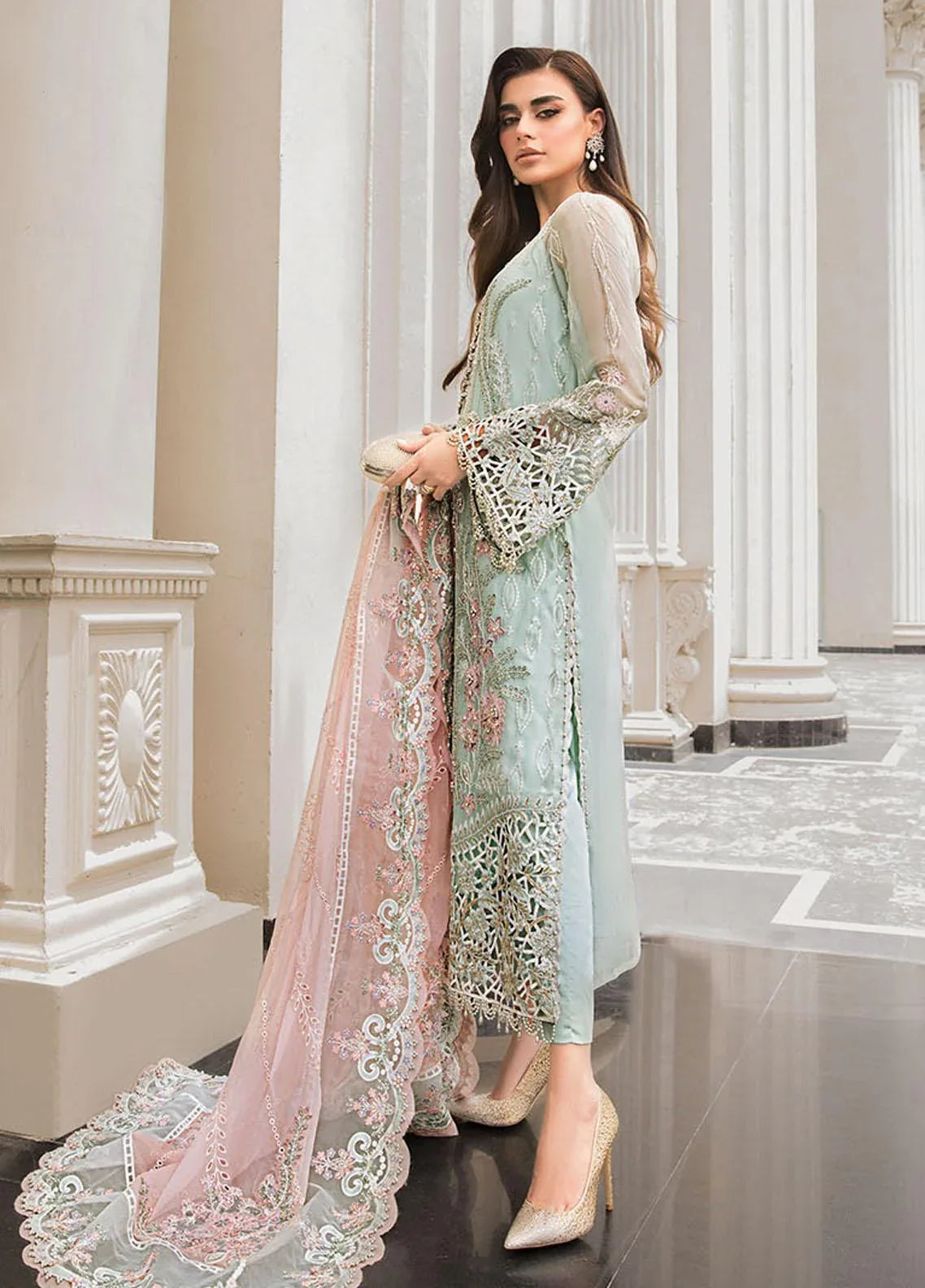 Maria B | Luxury Chiffon Collection | Mint Green - Rang-e-Khaas