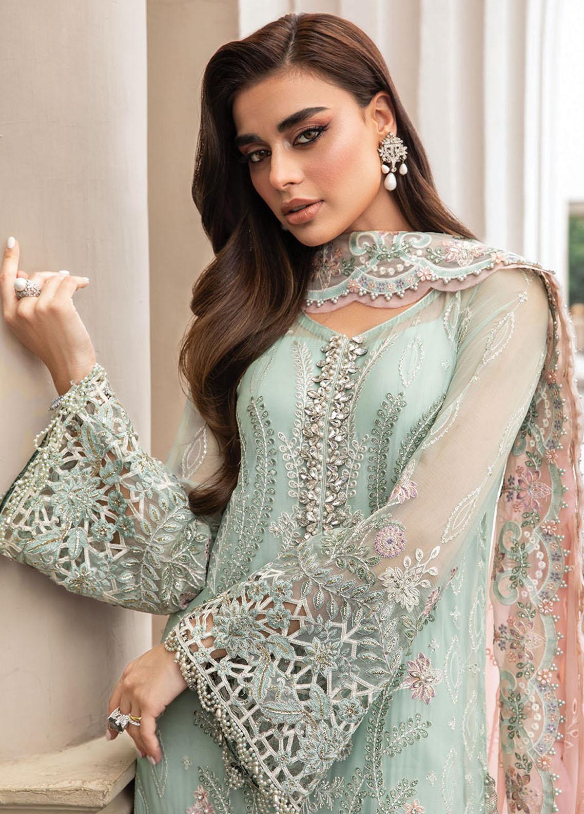Maria B | Luxury Chiffon Collection | Mint Green - Rang-e-Khaas