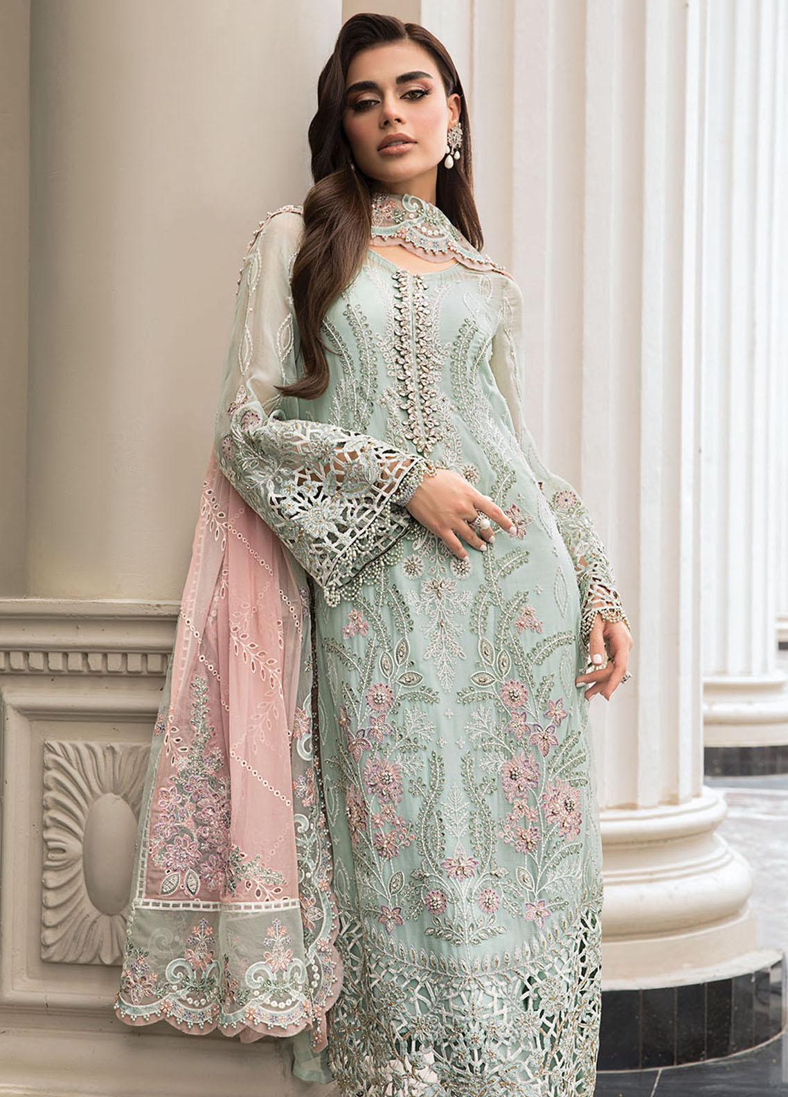 Maria B | Luxury Chiffon Collection | Mint Green - Rang-e-Khaas
