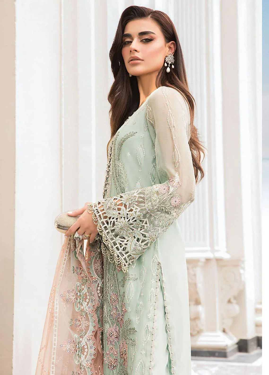 Maria B | Luxury Chiffon Collection | Mint Green - Rang-e-Khaas