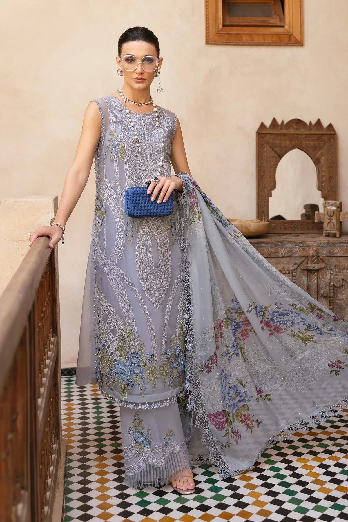 Maria B | Luxury Lawn 25 | D-2509-B - Rang-e-Khaas