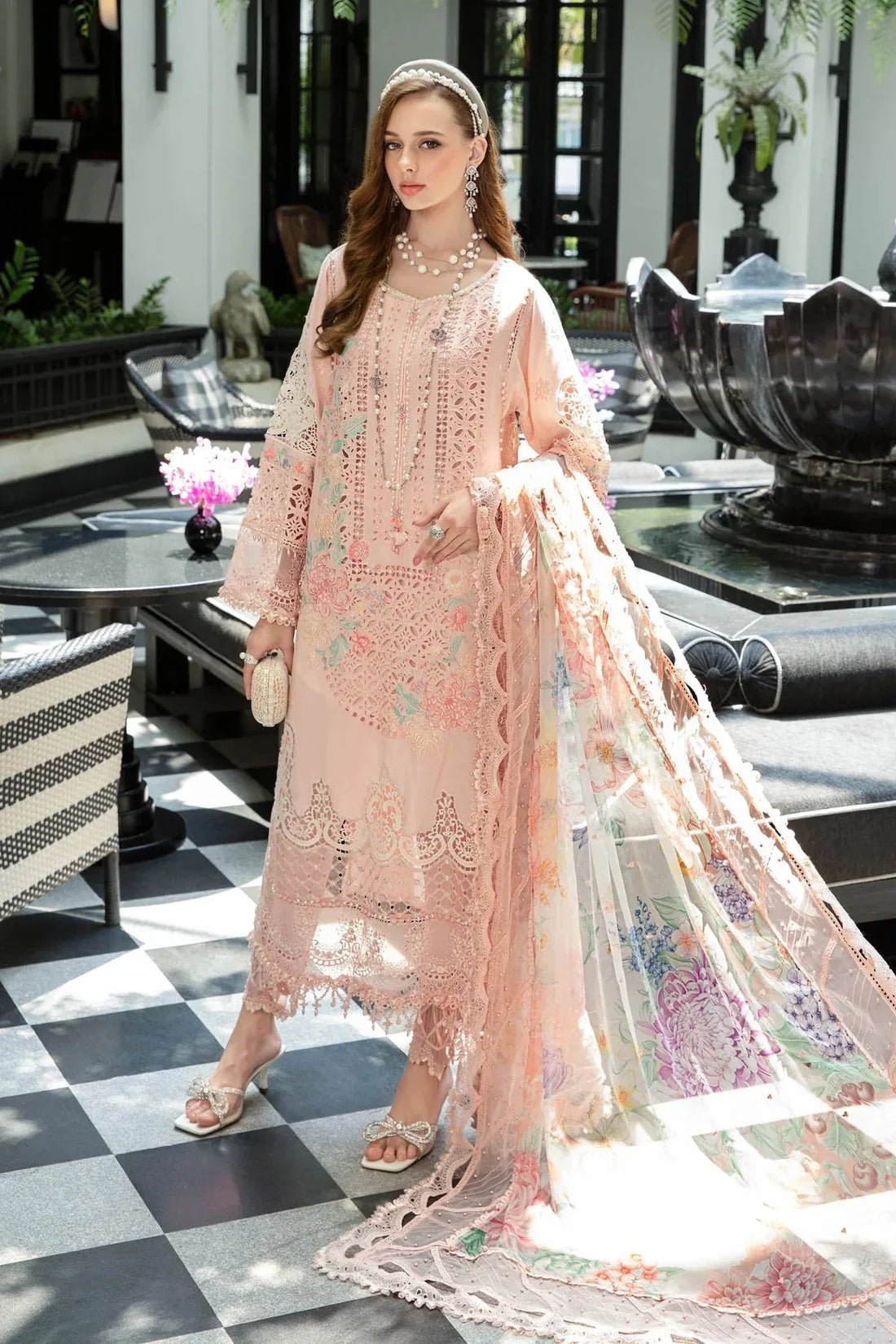 Maria B | Luxury Lawn | EL-23-07-Peach - Rang-e-Khaas