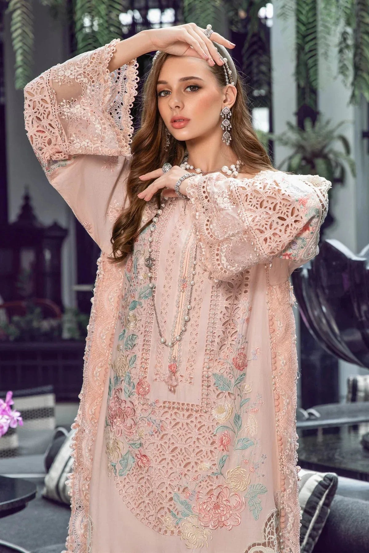 Maria B | Luxury Lawn | EL-23-07-Peach - Rang-e-Khaas