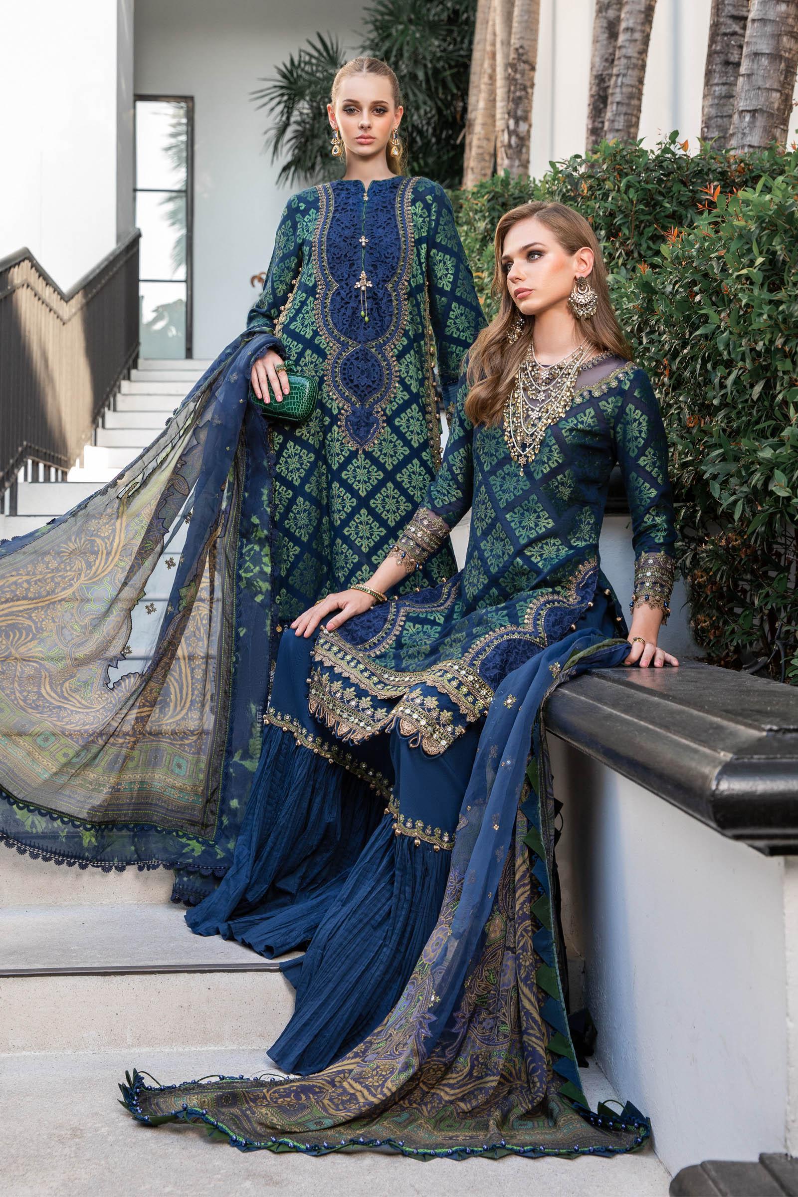 Maria B | Luxury Lawn | EL-23-08-Blue - Rang-e-Khaas