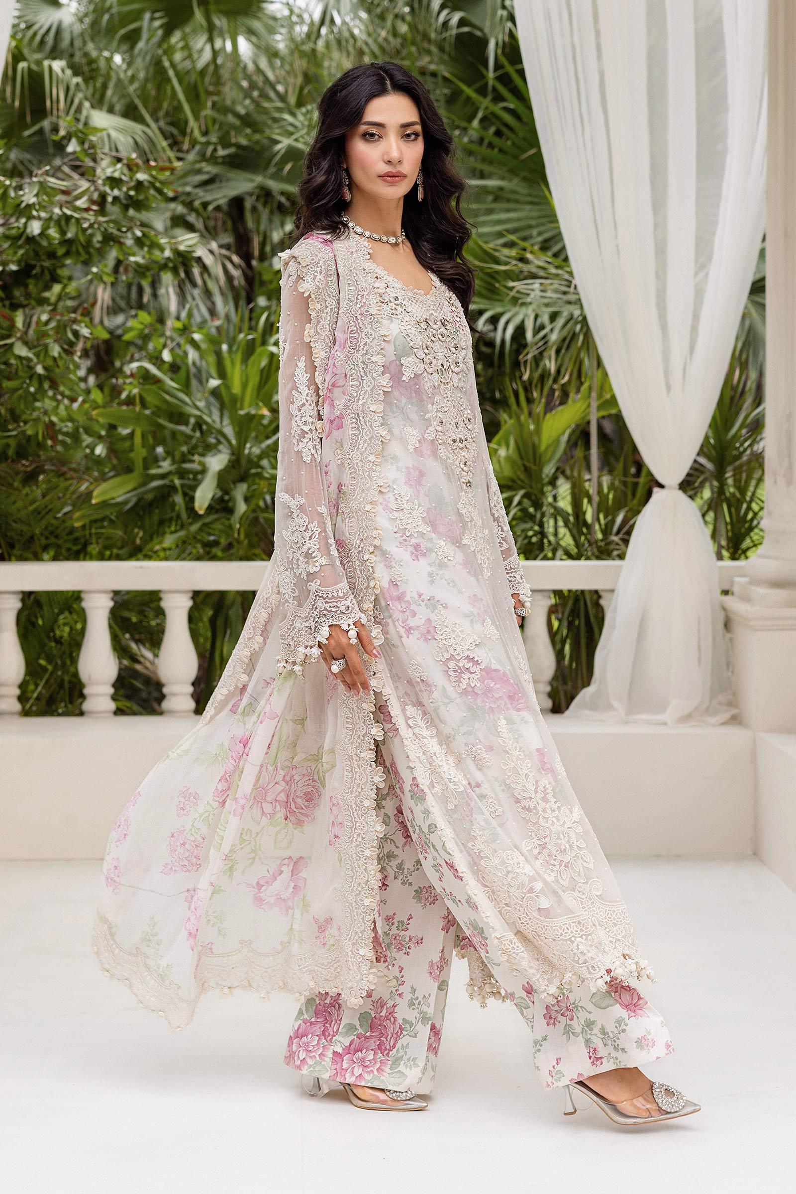 Maria b 3 Piece Unstitched Embroidered Chiffon Suit | MPC-25-101 - Rang-e-Khaas