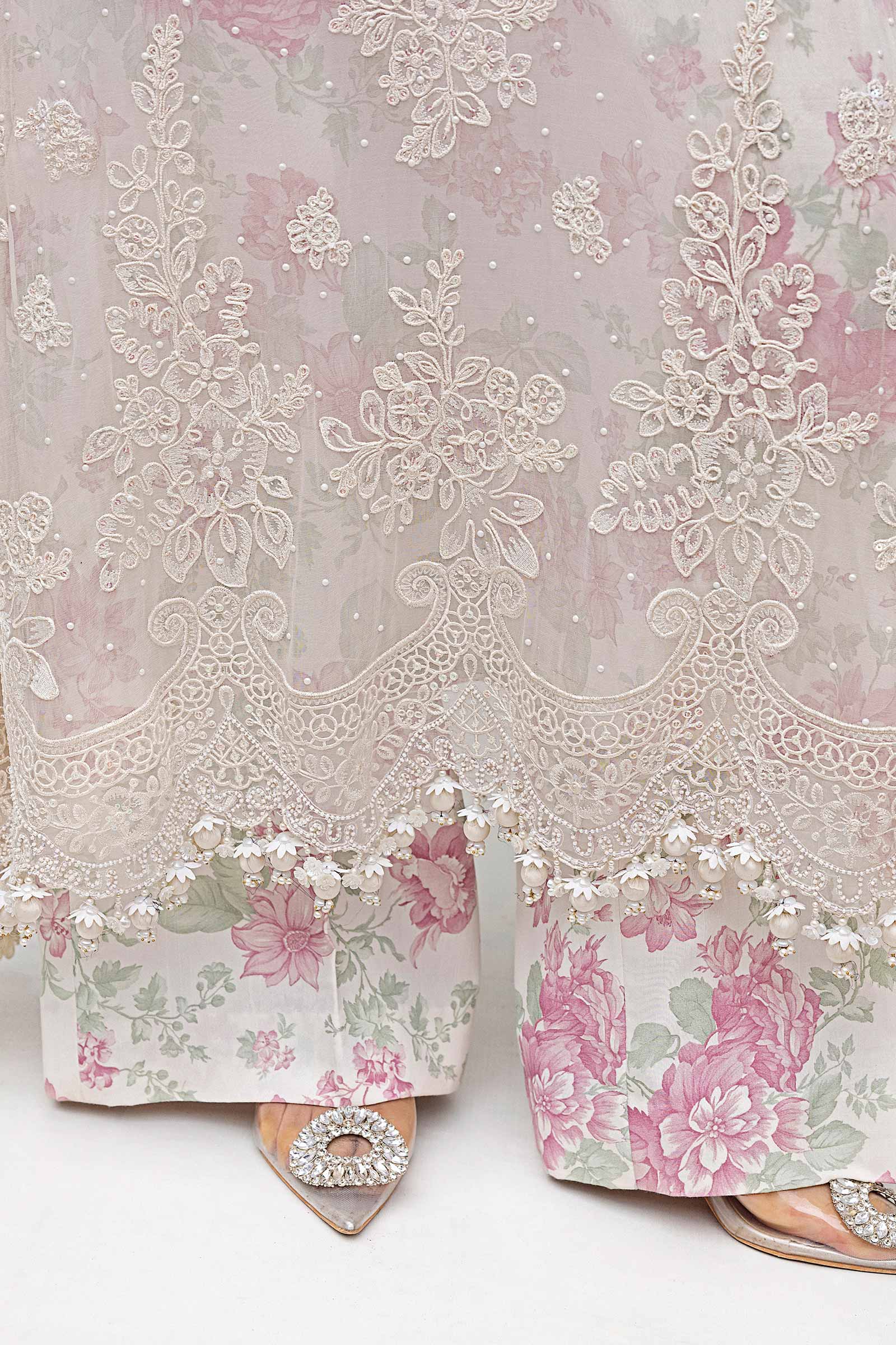 Maria b 3 Piece Unstitched Embroidered Chiffon Suit | MPC-25-101 - Rang-e-Khaas