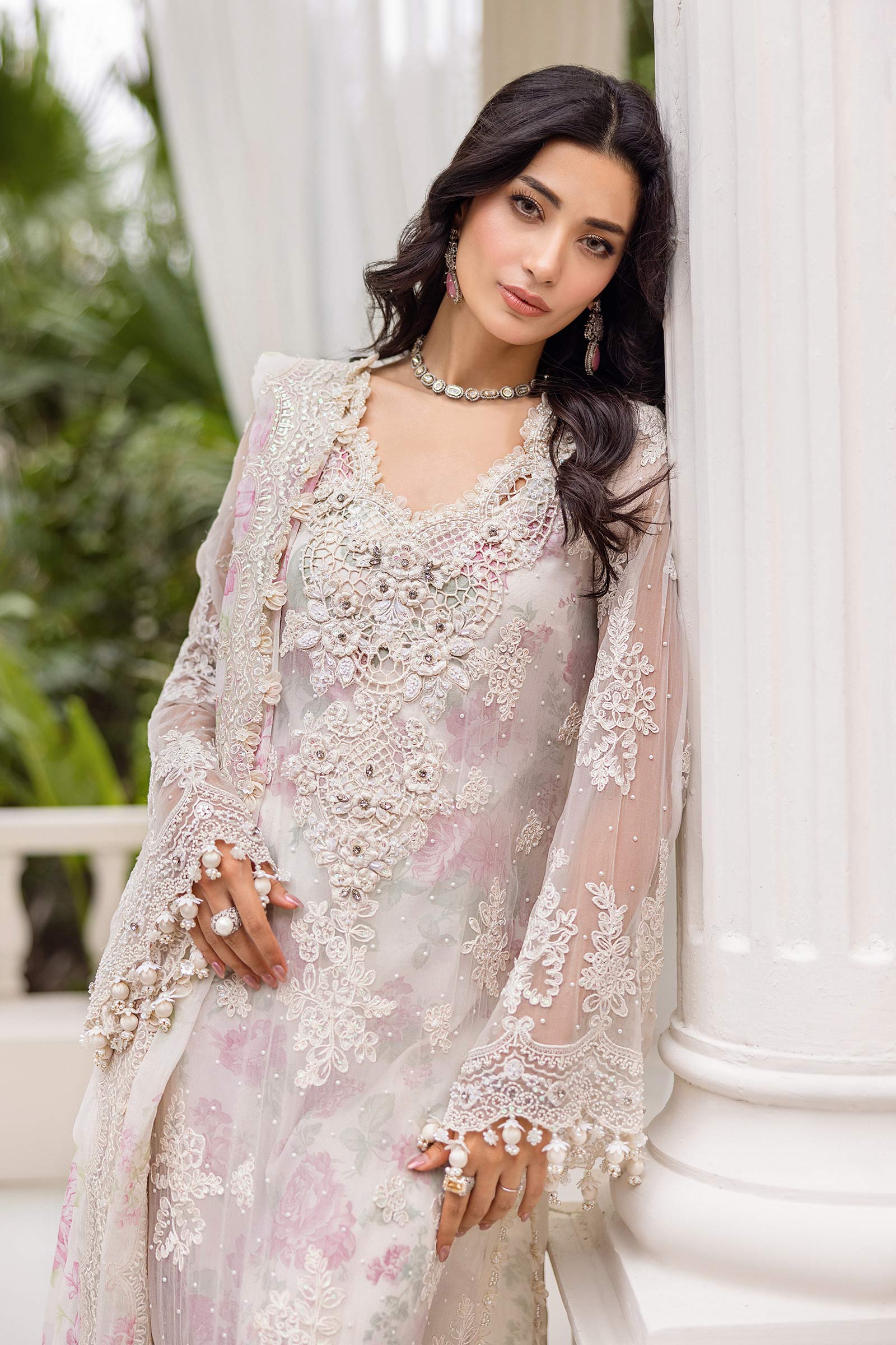 Maria b 3 Piece Unstitched Embroidered Chiffon Suit | MPC-25-101 - Rang-e-Khaas