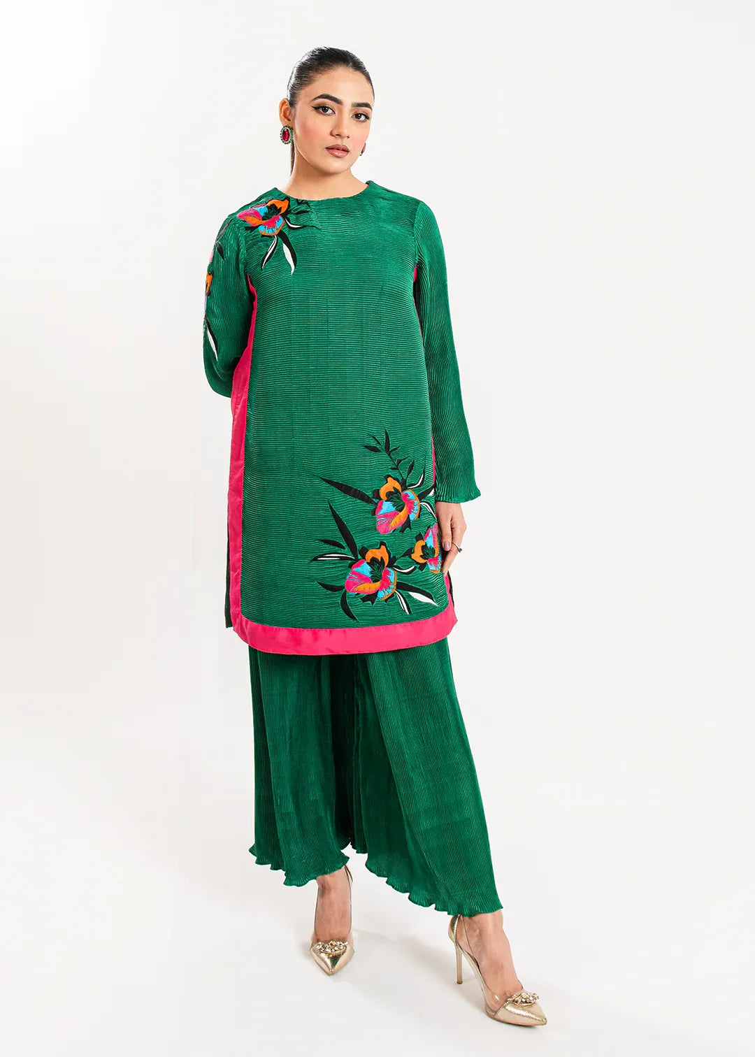 Maria Osama Khan | Claire Pleated Silk | Ivy - Rang-e-Khaas