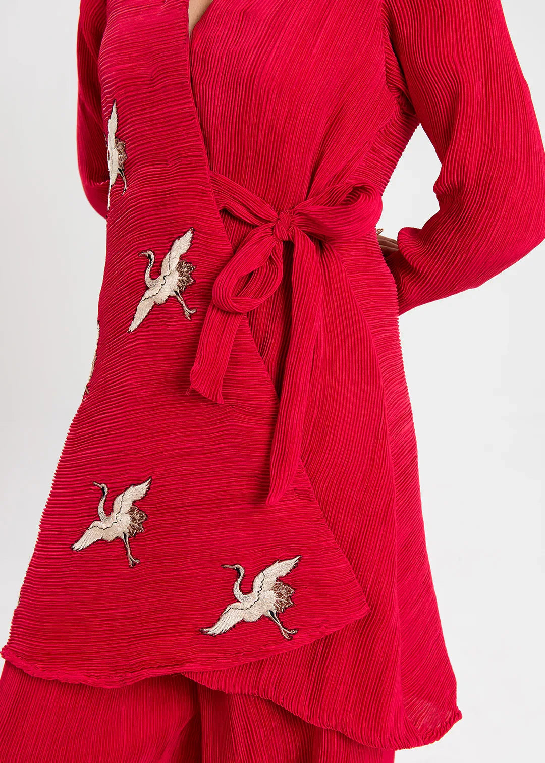 Maria Osama Khan | Claire Pleated Silk | Scarlet - Rang-e-Khaas