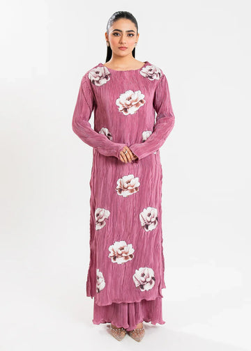 Maria Osama Khan | Claire Pleated Silk | Rosy - Rang-e-Khaas