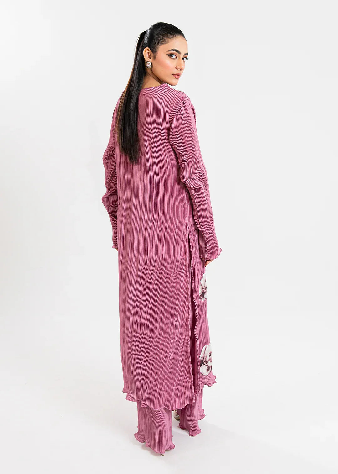 Maria Osama Khan | Claire Pleated Silk | Rosy - Rang-e-Khaas