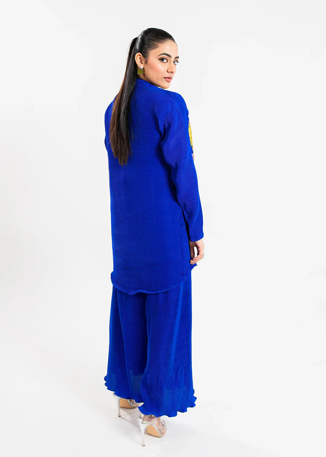 Maria Osama Khan | Claire Pleated Silk | Azure - Rang-e-Khaas